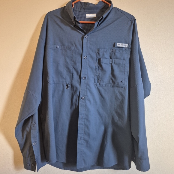 Columbia Blue Button-Up Shirt - Picture 1 of 4